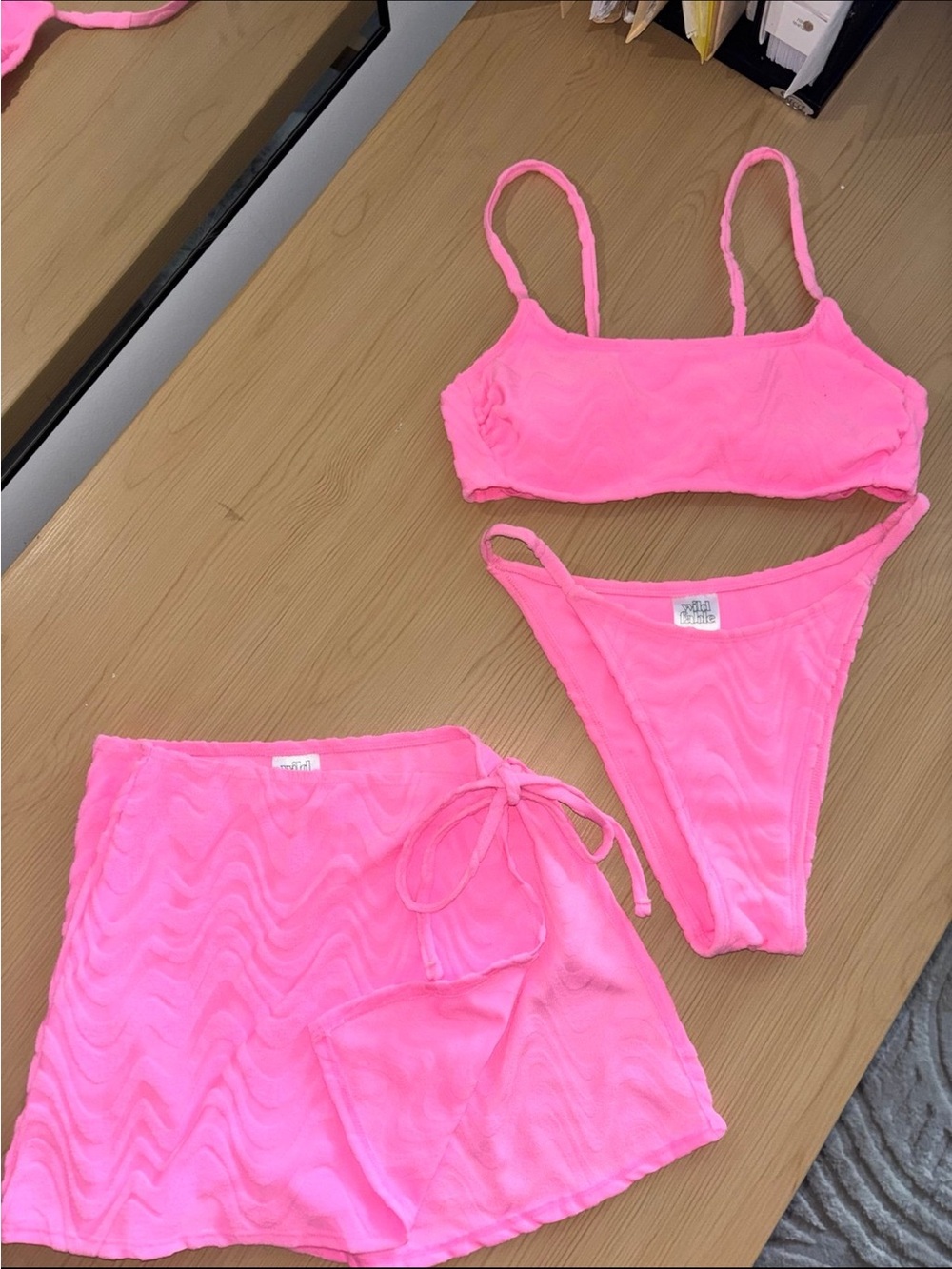 wild fable Neon Pink Swim Three-Piece Set